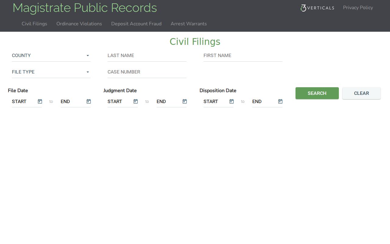 Upson County civil docket search form fields
