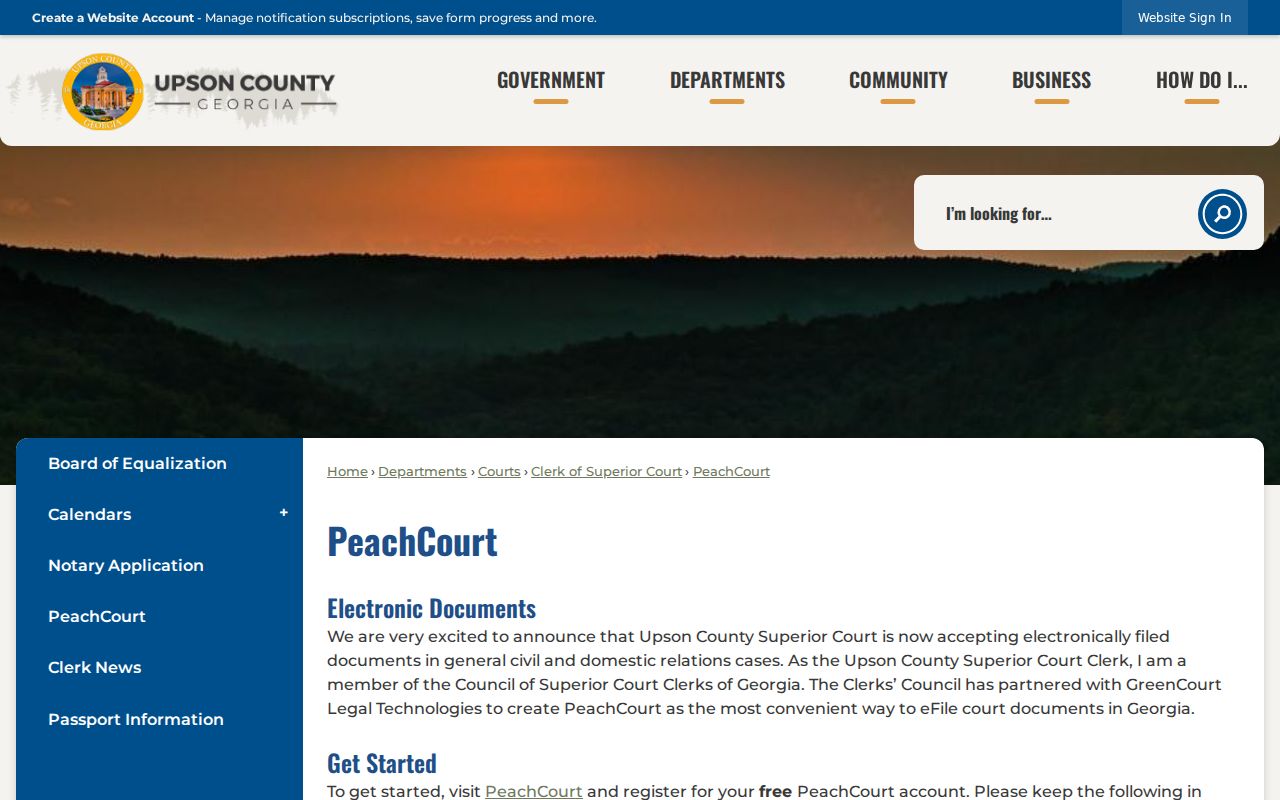 Upson County civil docket PeachCourt filing route