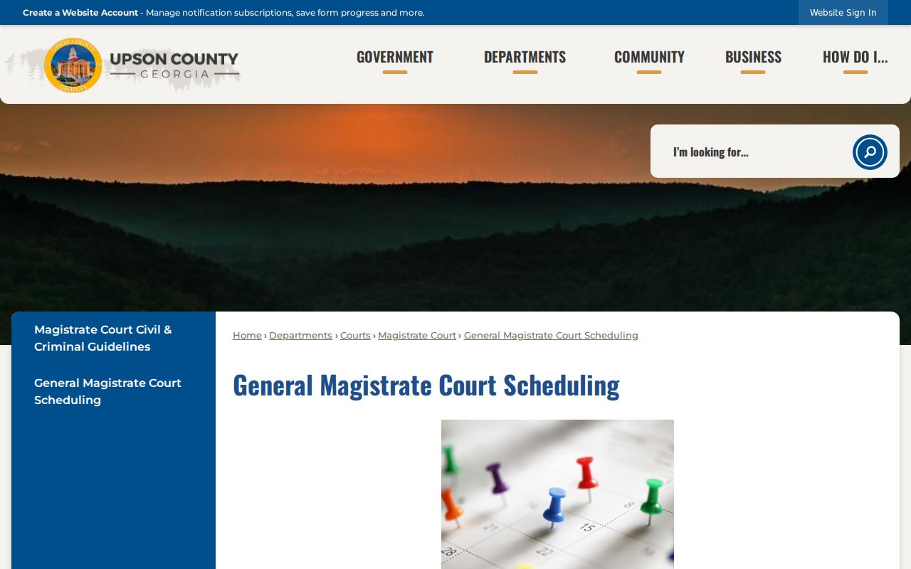 Upson County court schedule for Magistrate settings