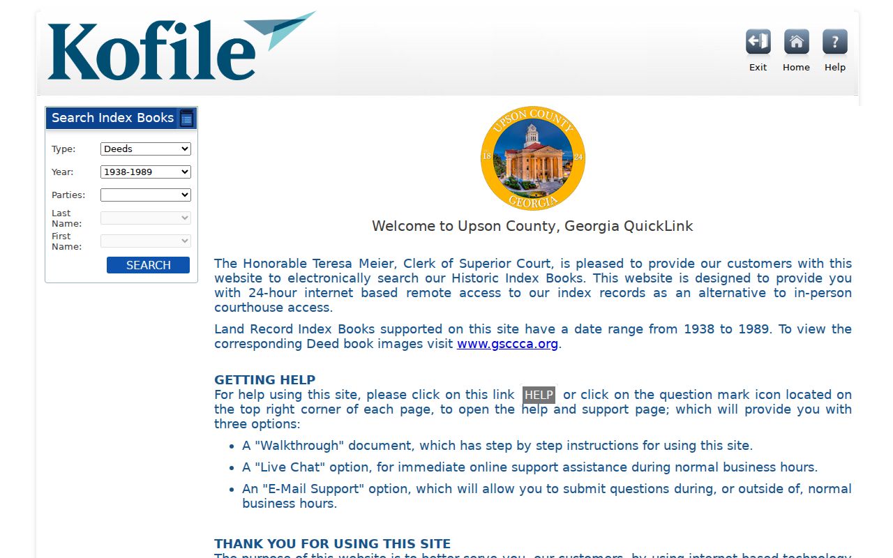 Upson County court records historical index
