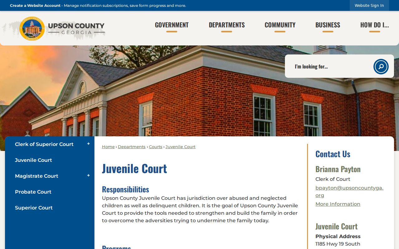 Upson County court records Juvenile Court contact