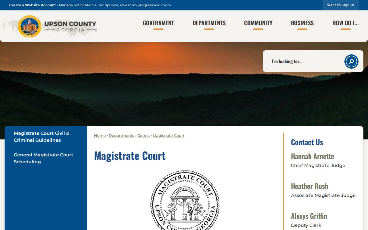Upson County criminal docket Magistrate Court contact