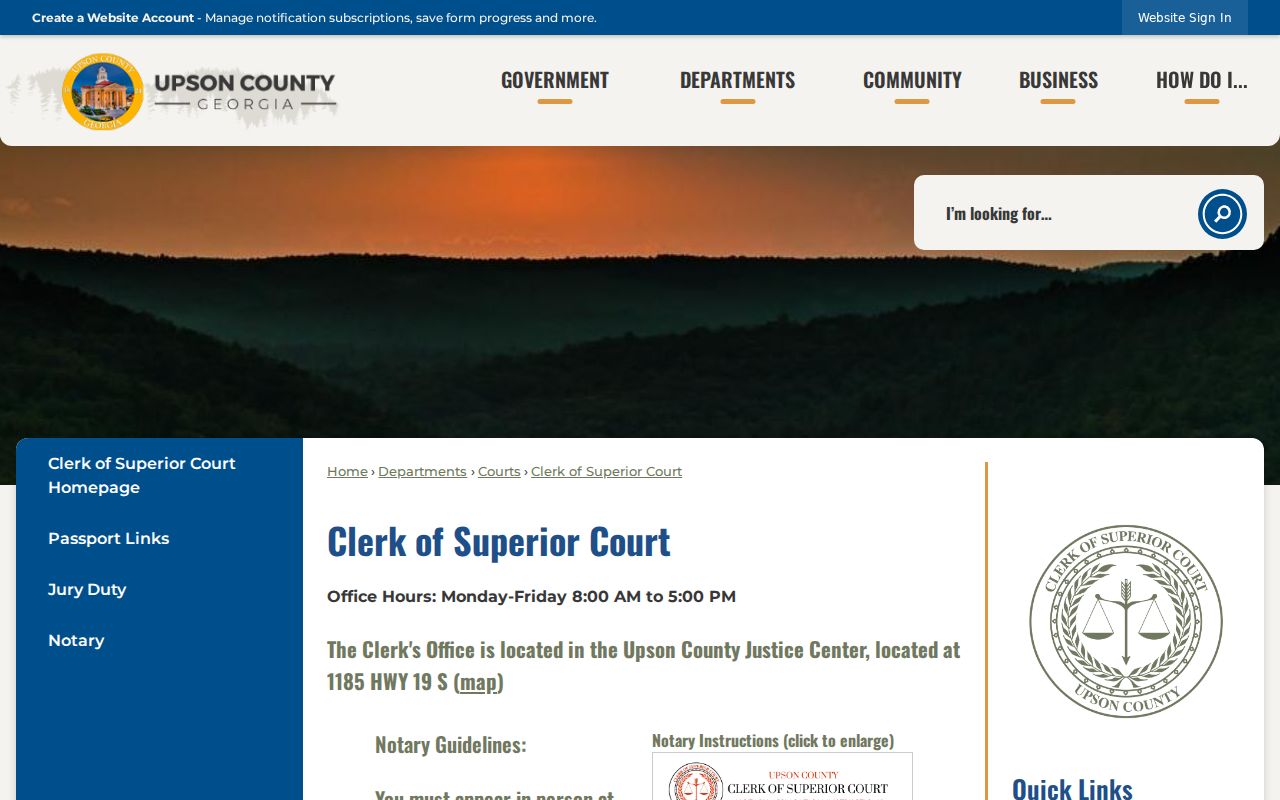 Upson County court docket Superior Clerk page