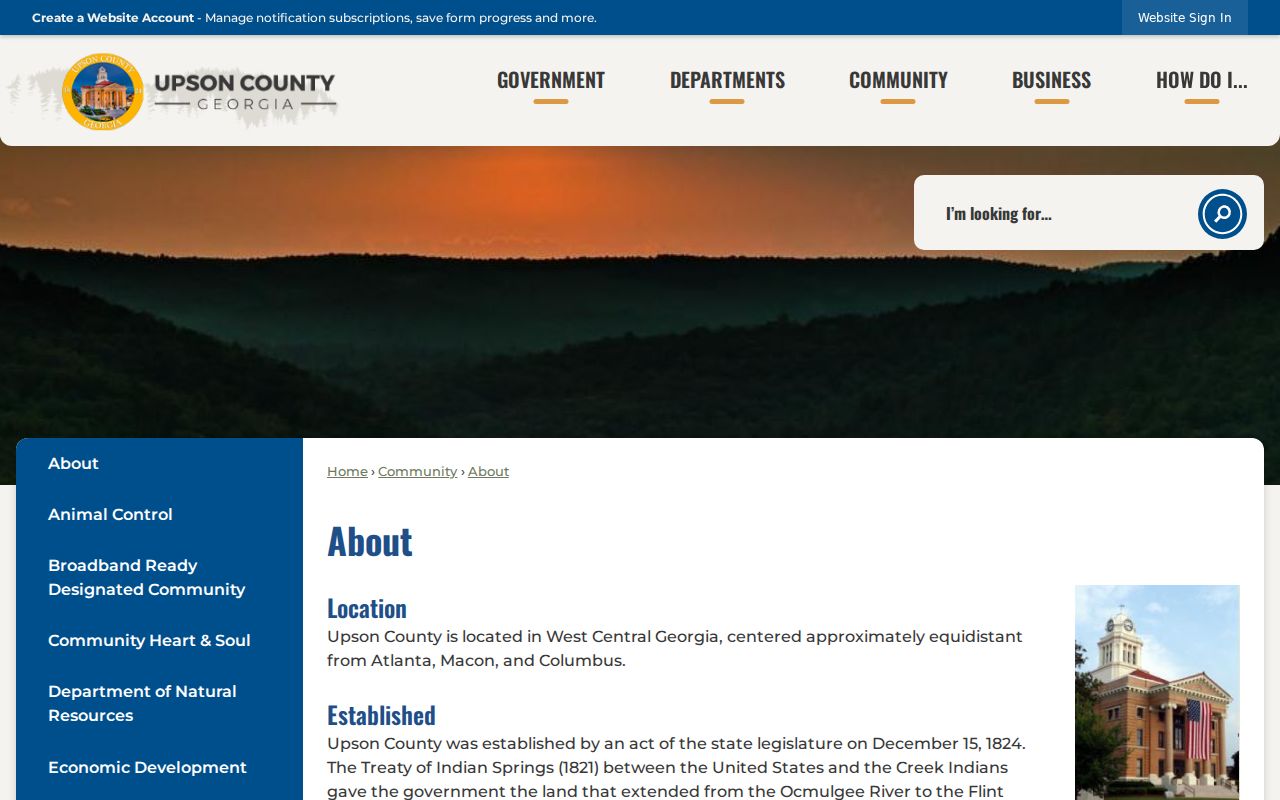 Upson County court docket county background page